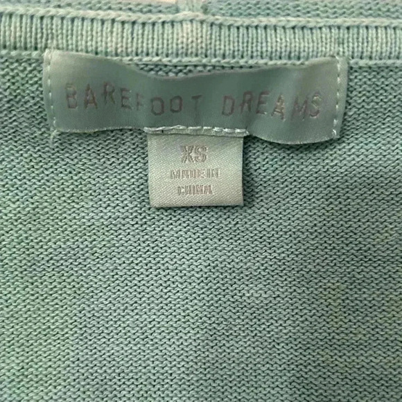 XS Barefoot Dreams Sunbleached Cotton Bonfire Hoodie in Seagreen/Turquoise, NWOT - Picture 3 of 4